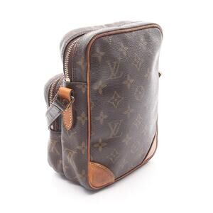 Louis Vuitton Shoulder Brown Bag Amazon Canvas Leather Monogram